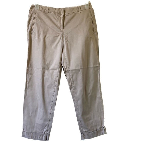 WHITE HOUSE | BLACK MARKET Cuffed Crop Leg Khaki Pants Rhinestone Pockets Size 6 - Picture 2 of 11